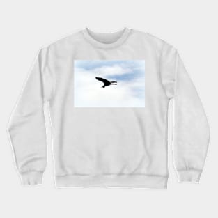 Great Blue Heron Flying Past the Clouds Above Trojan Pond 3 Crewneck Sweatshirt